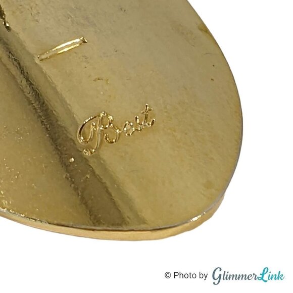 Vintage Best Co. Concave Wavy Geometric Oval Gold Tone Pierced Earrings - Picture 10 of 11